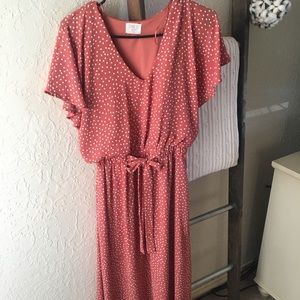 Polka dot ruffle sleeve dress